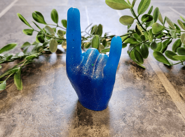 Rock On Hand Ornament – Blue Glitter Ombré Gradient 