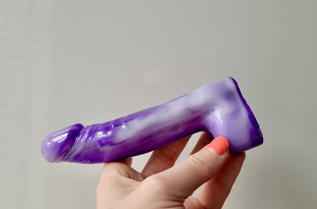 Penis Ornament -Purple & White Tie Dye Marble - Medium 15cm