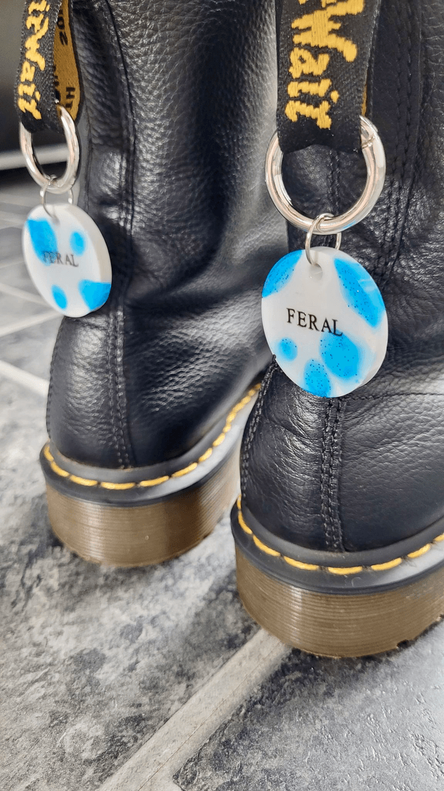 Boot Charms - FERAL - Blue and White Glitter