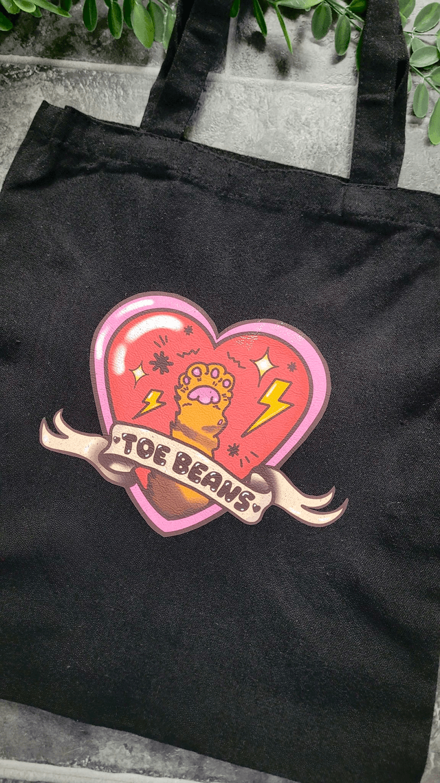 Toe Beans Black Tote Bag