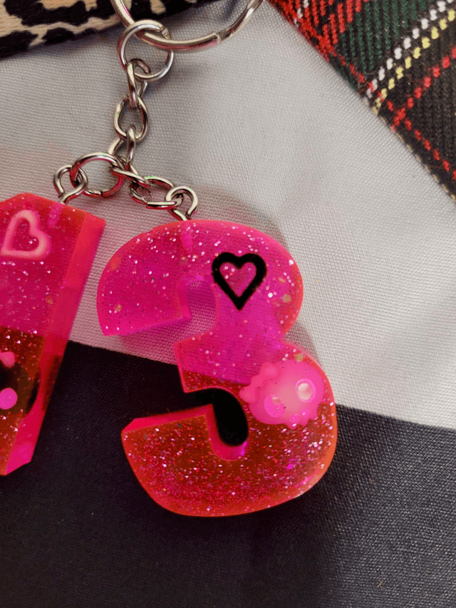 Lucky 13 Keyring – Pink & Glitter Skulls Keychain