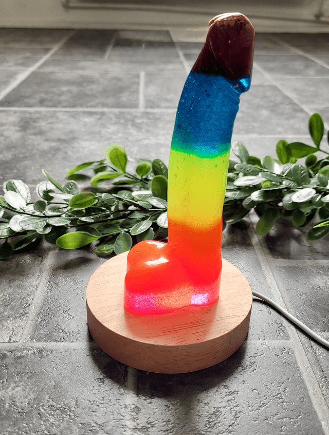 Penis Ornament - Rainbow Stripes - Medium 15cm