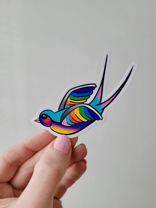 Progress Pride Swallow Vinyl Sticker