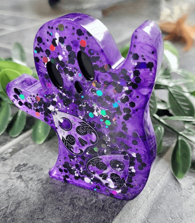Ghost Ornament - Purple Glitter with Ouija Planchette