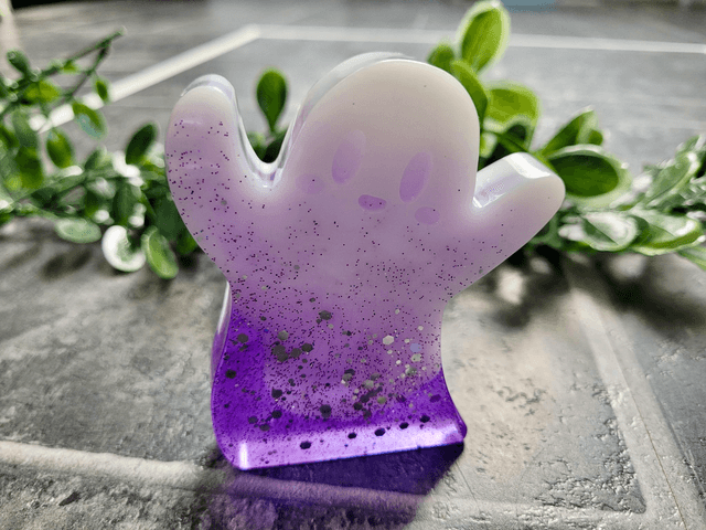 Ghost Ornament - Purple & White Glitter