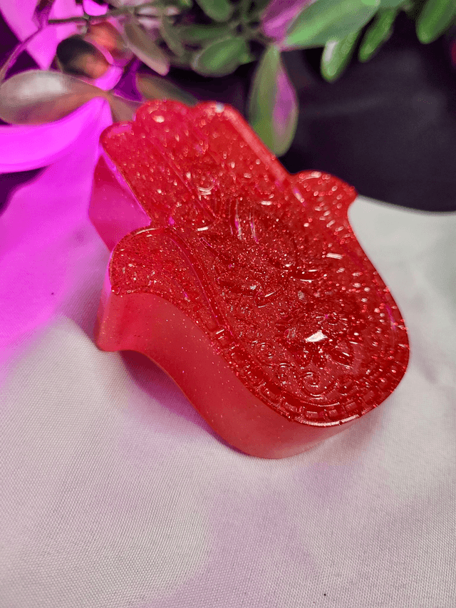 Shimmering Red Hamsa Hand Ornament