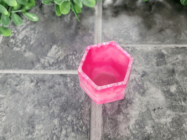 Pencil Pot – Pink & White Tie Dye Glitter Milkshake Swirl