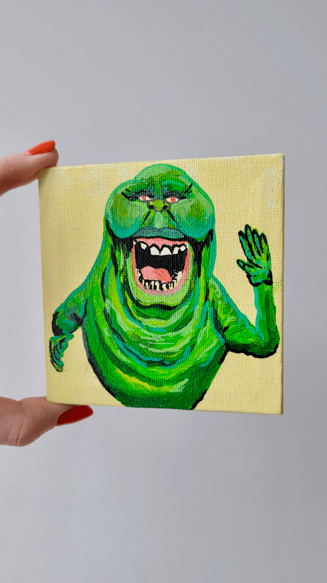 Original Mini Canvas Painting – Slimer - Ghostbusters Fan Art
