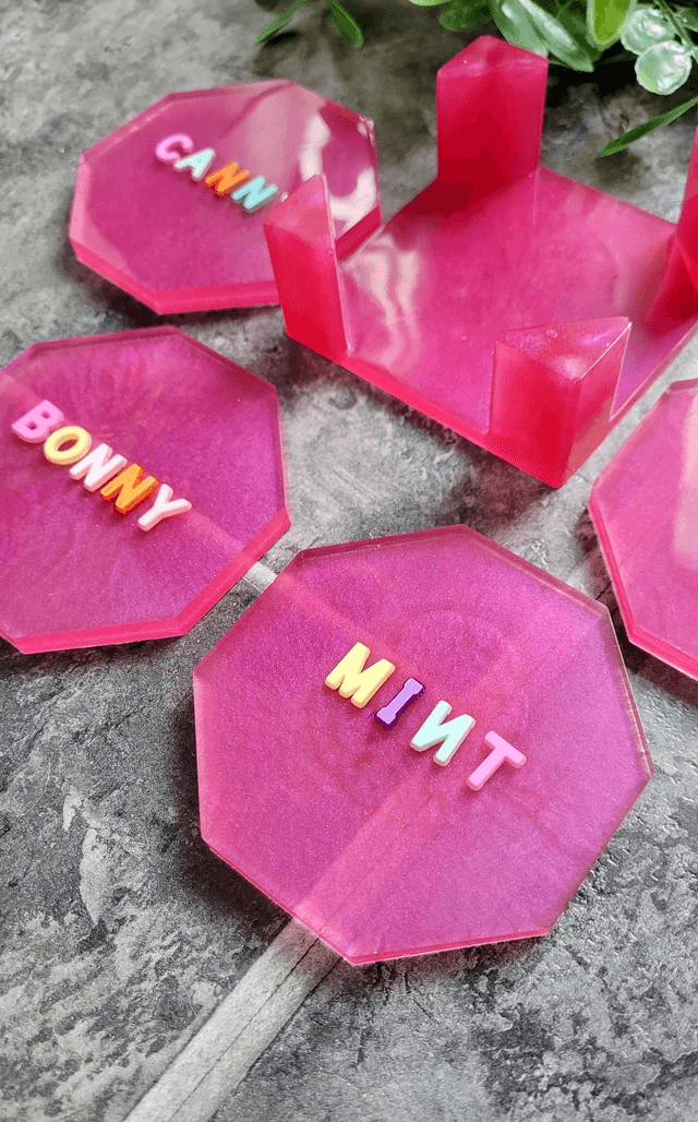 Coasters - Pink Geordie x4 Coaster Set with Holder