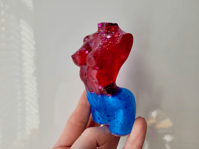 Female Body Ornament - Blue & Red Glitter