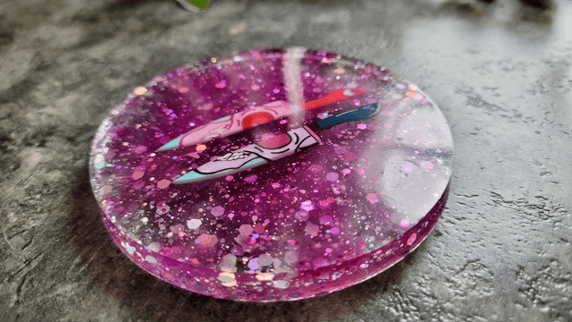 Coaster - Pink Glitter & Skull Knives