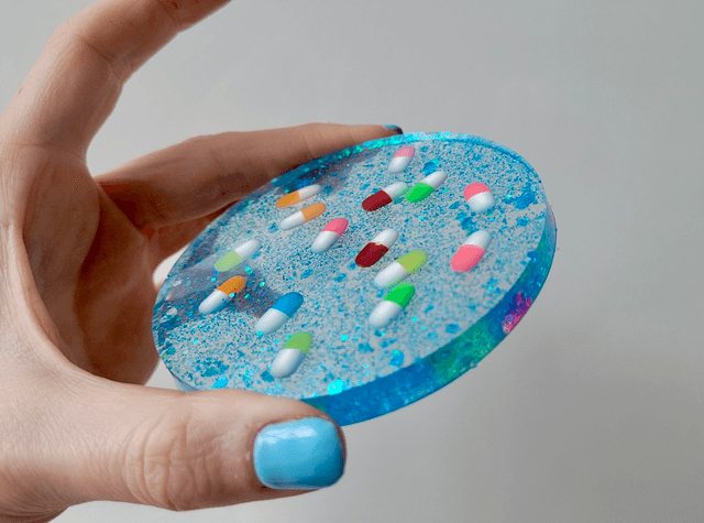 Coaster - Blue Glitter - Pills