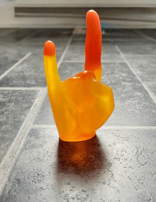 Rock On Hand Ornament – Orange Yellow Ombré Glitter