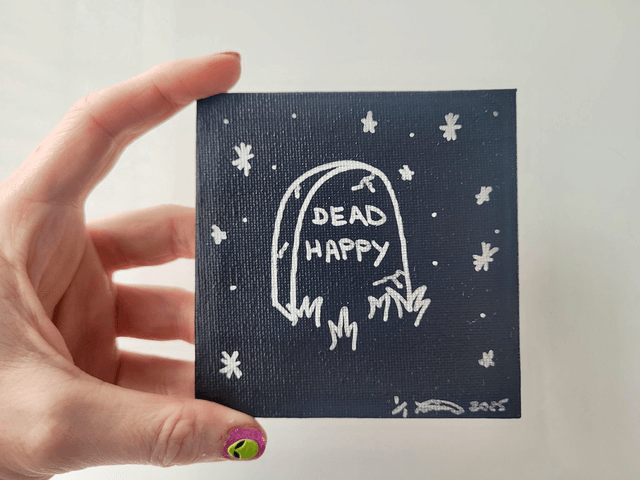 Original Mini Canvas Painting – Dead Happy Grave
