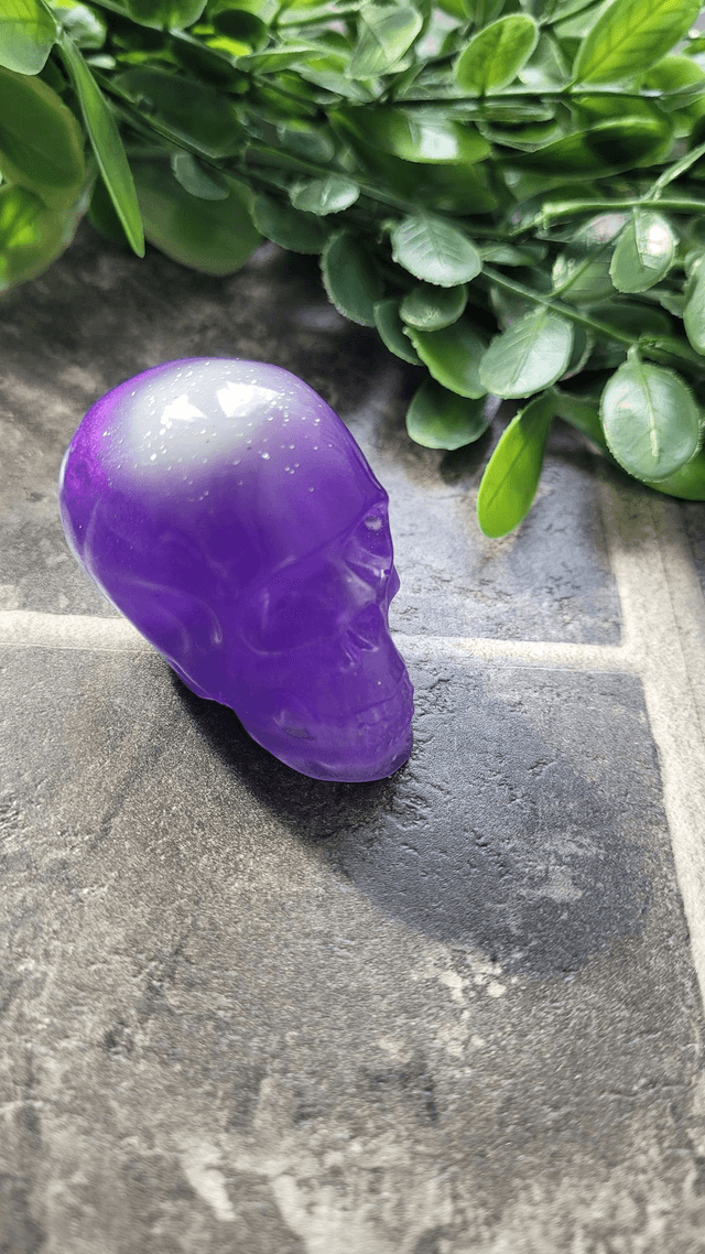 Skull Ornament - Medium - Purple with White Shimmer