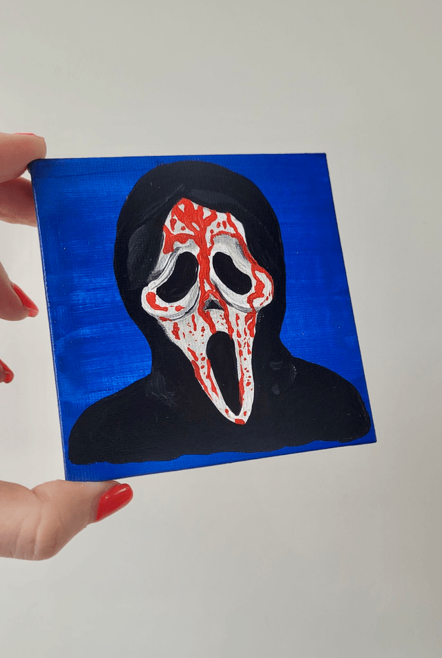 Original Mini Canvas Painting – Bloody Ghostface - Scream Movie
