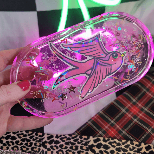 Trinket Tray - Pink Swallow