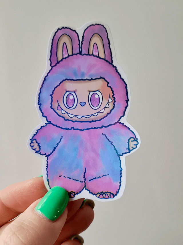 Labubu Sticker - Labubu Inspired Monster – Alt Fan Art Vinyl, Holographic Finish