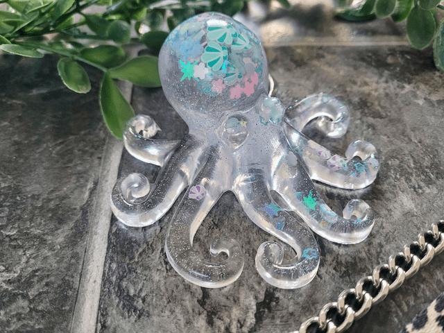 Octopus Ornament - Clear & Floral Fantasy 