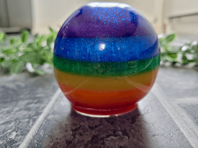 Skull Ornament - Large - Rainbow Pride Glitter