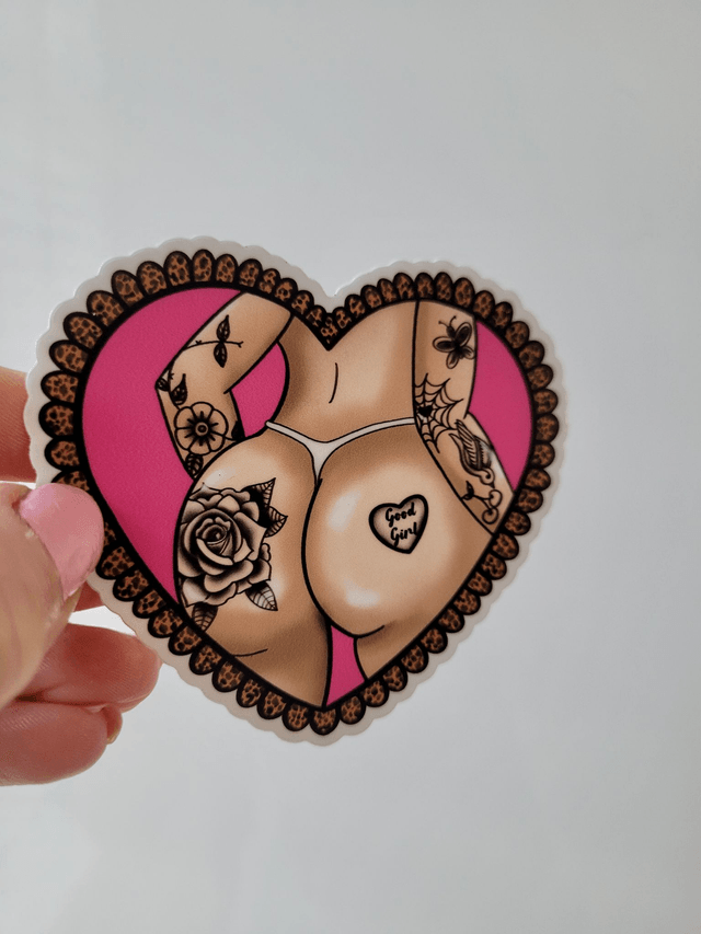 Good Girl Bum Tattoo Heart - Butt Vinyl Sticker