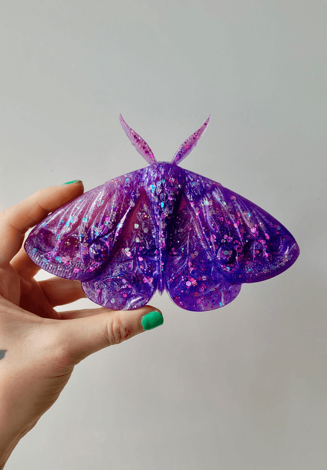 Moth Wall Hanging – Purple Glitter