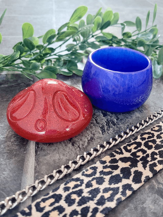 Mushroom Trinket Pot – Glitter Red & Blue