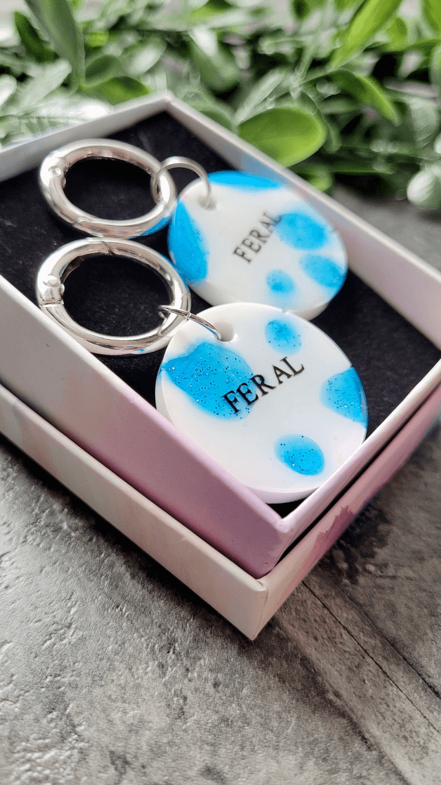 Boot Charms - FERAL - Blue and White Glitter