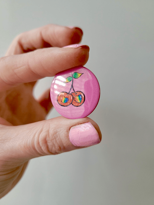 Pride Cherry Pin Badge
