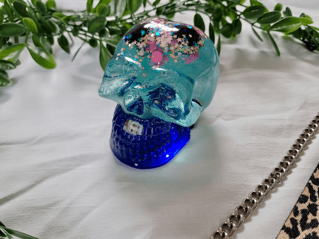 Skull Ornament - Large - Glitter Blue