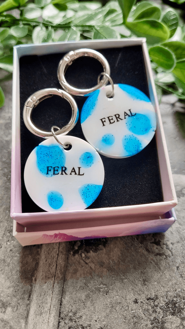 Boot Charms - FERAL - Blue and White Glitter