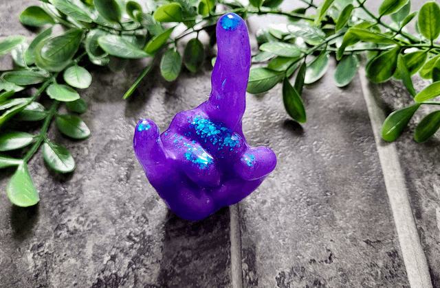 Rock On Hand Ornament – Purple & Blue Glitter
