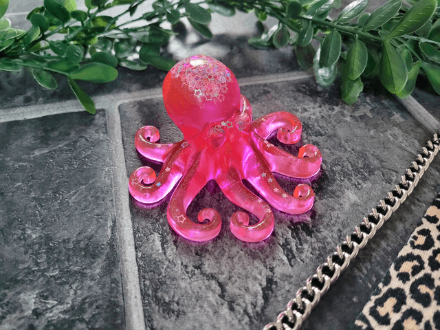 Octopus Ornament - Pink Glitter