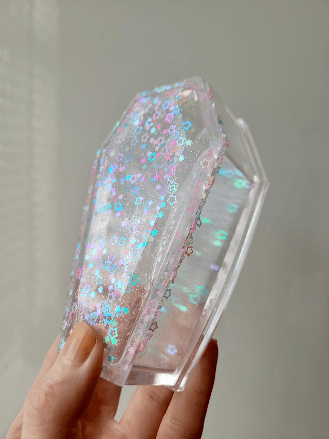 Coffin Trinket Box - Glitter Pastel Stars