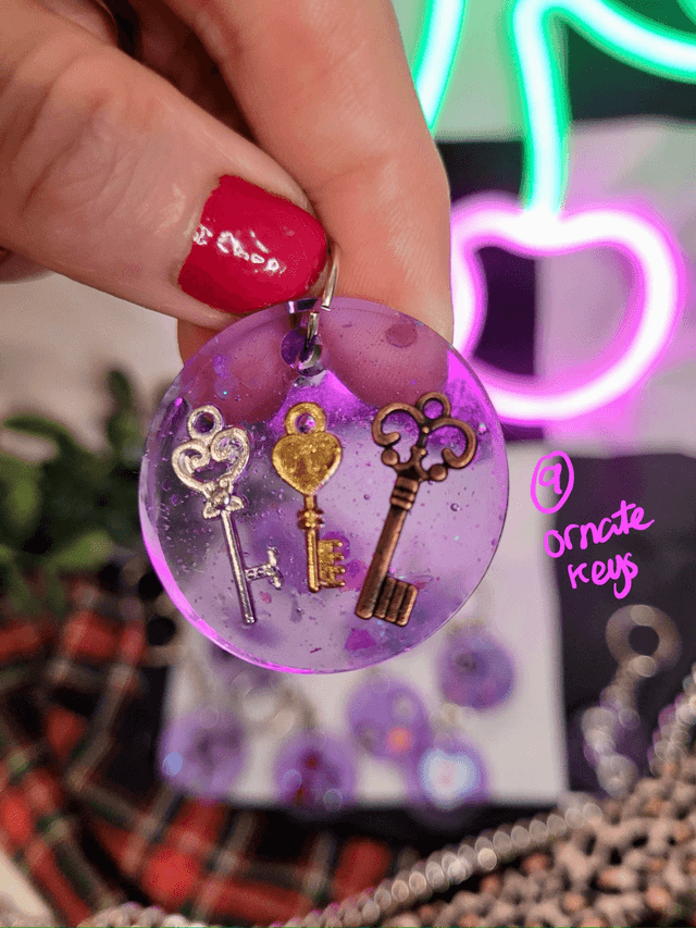 Purple Circle Keyrings - Various Keychains