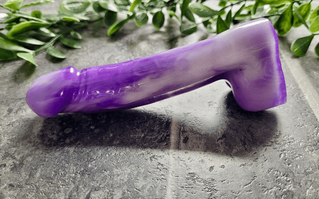 Penis Ornament -Purple & White Tie Dye Marble - Medium 15cm