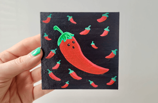 Original Mini Canvas Painting – Spicy Chilli 