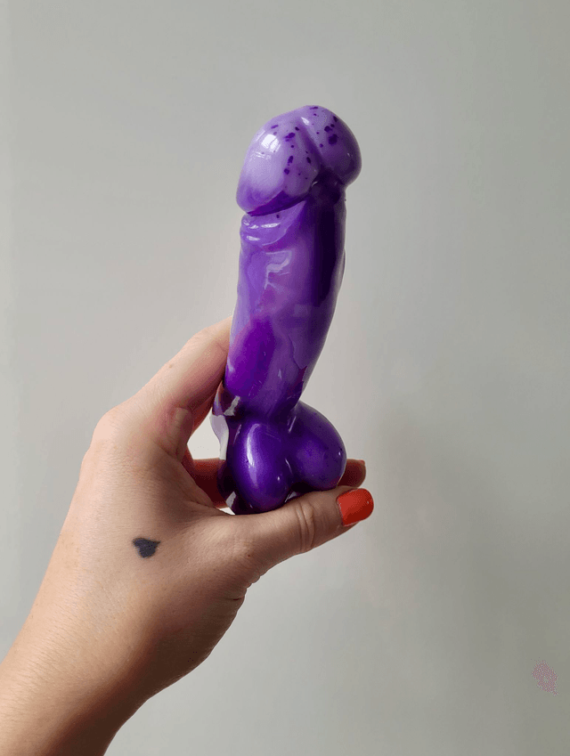 Penis Ornament -Purple & White Tie Dye Marble - Medium 15cm