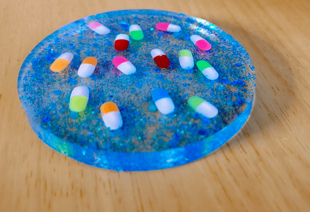 Coaster - Blue Glitter - Pills