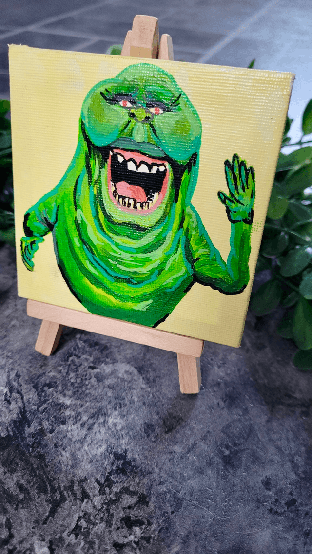 Original Mini Canvas Painting – Slimer - Ghostbusters Fan Art