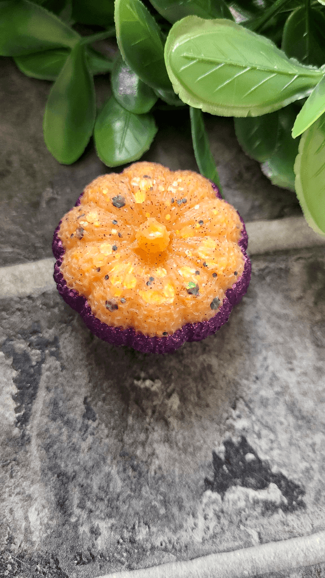Orange & Purple Glitter Resin Pumpkin - Medium