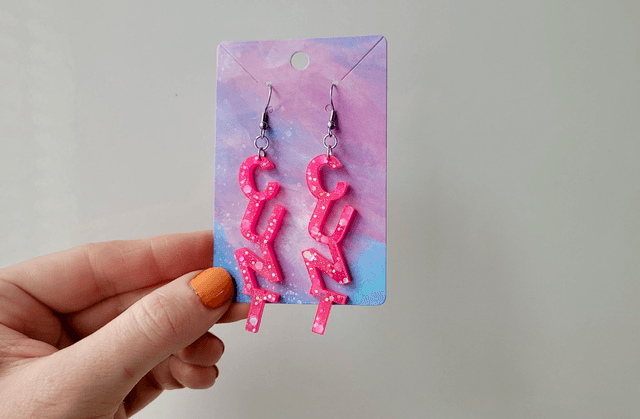 Earrings- Hot Pink Glitter CUNT Swear Earrings | Stainless Steel Shepherd Hooks