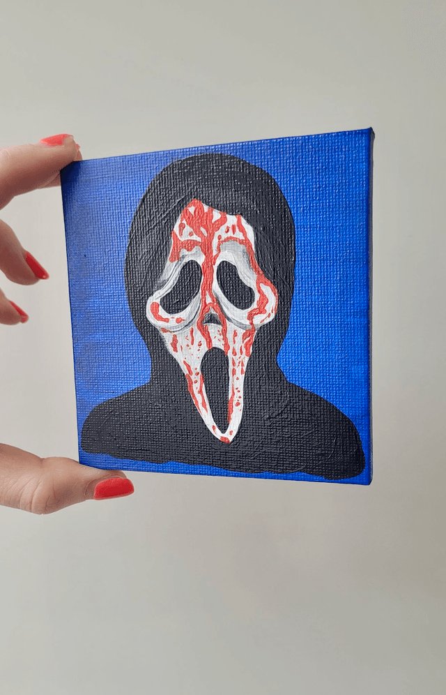 Original Mini Canvas Painting – Bloody Ghostface - Scream Movie