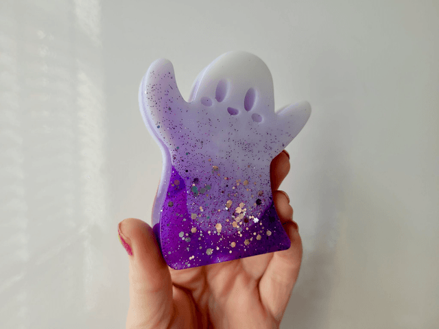 Ghost Ornament - Purple & White Glitter