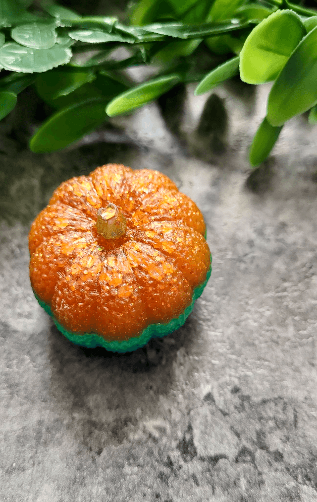 Orange, Blue and Green Glitter Striped Pumpkin - Medium