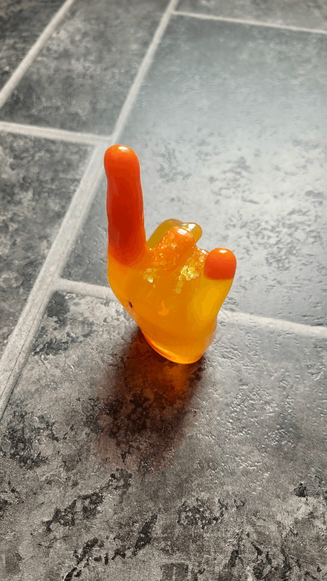 Rock On Hand Ornament – Orange Yellow Ombré Glitter