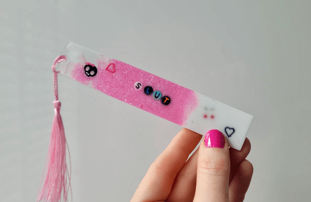Bookmark - SLUT - Pink and White Glitter 