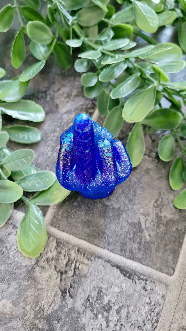 Middle Finger Hand Ornament – Blue Glitter