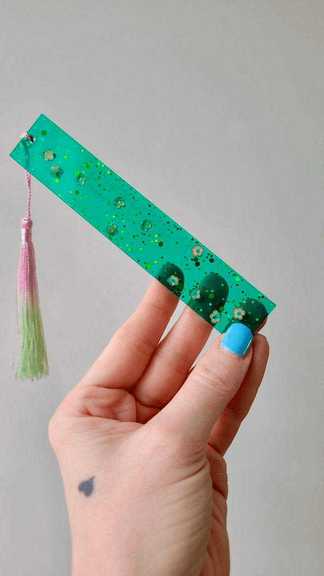 Green & Pink Floral Bookmark 