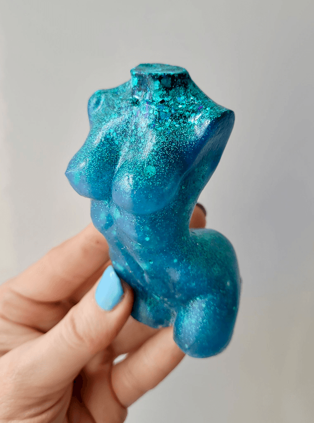 Female Body Ornament - Blue Glitter